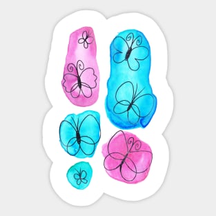 Watercolor Pink and Blue Butterflies Sticker